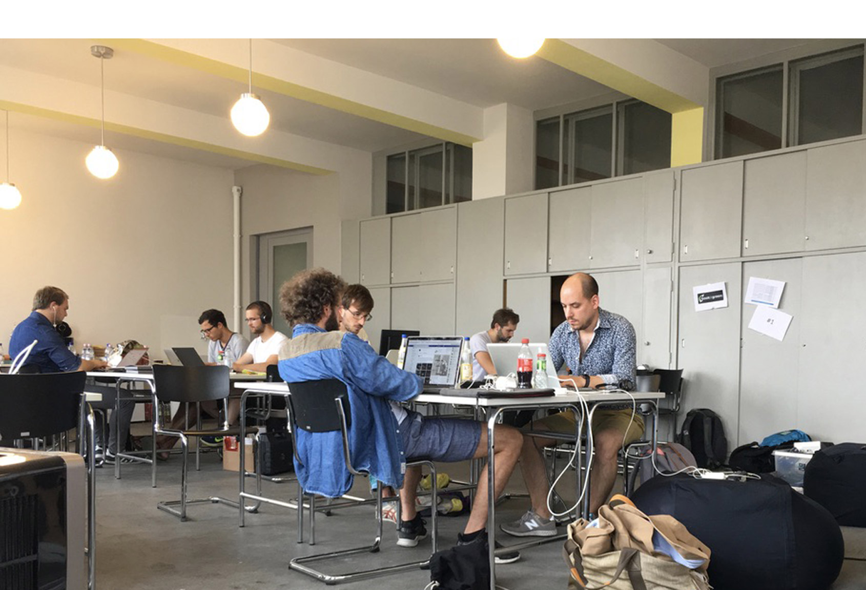 Picture of me and others working at a workshop organized as part of accelerator for startups in Dessau